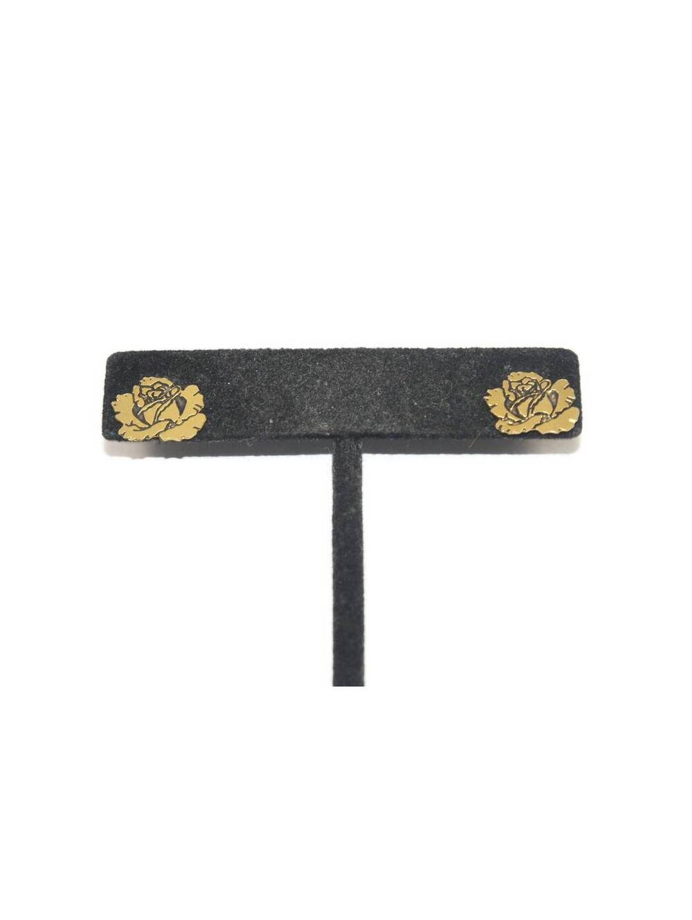 Vintage Gold Tone Rose Flower Stud Earrings.